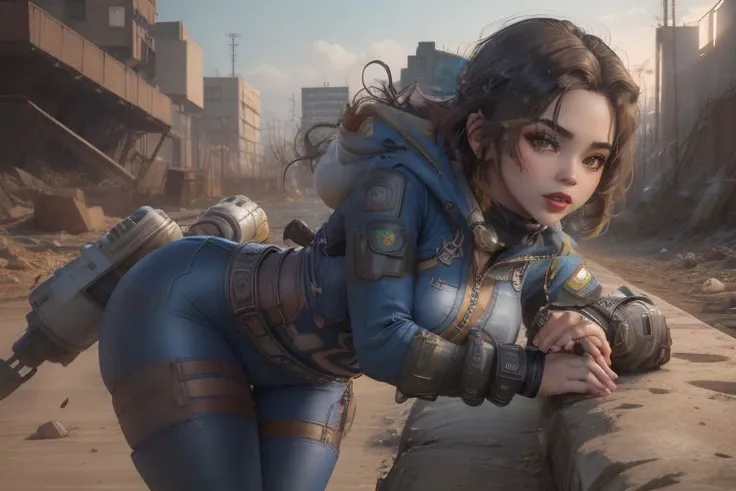 <lora:vaultsuit:0.45>, solo, Fairy_SG in fallout4 world, wearing a (vaultsuit), post apocalyptic style, any angle