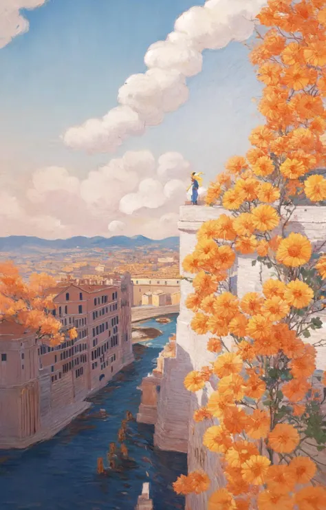 city, Italian,rome,rooftop,dome,architecture, outdoor, sunny day, road, white clouds, distant view, depth of field<lora:Oil painting stick_20230710133139:0.71>
