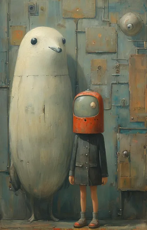masterpiece,best quality,<lora:tbh161-sdxl:0.9>,illustration,style of Shaun Tan, tech genius teenage girl
