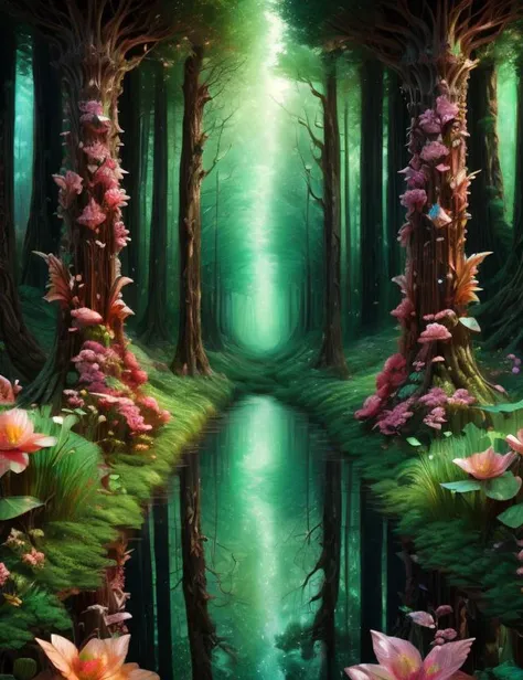 ((best quality)), ((masterpiece)), ((realistic,digital art)), (hyper detailed), Bl00m1ngF41ry Forest,  <lora:Bl00m1ngF41ry-000009:1>