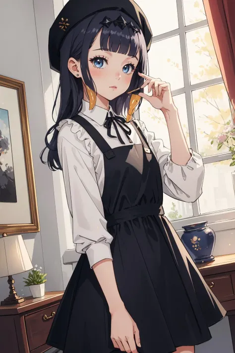 best quality, intricate details,
1girl, <lora:ninomaeInanisHololive_v2:0.8> ina_beret, tentacle hair, pinafore dress, ribbon,