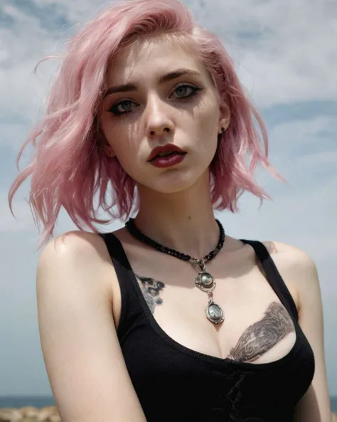 (a cute girl, 22 years old, pale skin , pink hair ,skinny:1.1),(big boobs , small nipples, korian hipster girl, edgy vibe, dark, mascara, eyeliner, dark cheeks, expressive lips, Unique facial piercings, alluring necklace, stylish sexy streetwear, alluring thighs, aesthetic tattoos on her body, almond shaped eyes, Dimples, strong eyeliner eyes ,Defined jawline, skin pores )(best quality, high quality, photograph, hyperrealism, masterpiece, 8k:1.3), mestizo, burly, white shaggy hair, dark skin, smile, (low-key lighting, dramatic shadows and subtle highlights:1.1),(((in the middle of the photoshograph studio))) adding mystery and sensuality, trending on trending on artsy, concept art, (shot by helmut newton:1.1), rule of thirds, black and white, modern ,epiCRealism, epiCNegative
Painting by (Otto Dix, , Caravaggio, odilon redon :1.6) The constellations form infinite paisleys in the sky The condensation tumbles down and erases all my sight And is it in the nightmare map of the cosmos up high? Or is it in the signs? Or stranger still, just in my eyes?, , thunder and portal and dark magic and starlight, ((glowing pupils, close up, detailed eyes)), 1girl, blond, sexy, Saturn, Jupiter, canyon, cliffs, ocean, waves, Fisheye Lens, wet white shirt, view_from_below, low_angle, Leonardo Style,, Friendly muted colors, low contrast.