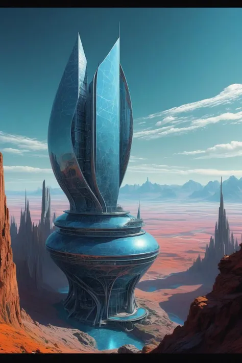 by Charles Schridde,vivid color,Terragen,extremely beautiful,intricate details,masterpiece,best quality,
Futuristic style,sleek,modern,ultra modern,high tech,detailed,Ornate And Intricate,
by Moebius and by Marc Simonetti,in the style of nicola samori,(dazzling , analog film but extremely masterful:1.4),
Architectural style,Clean lines,geometric shapes,minimalist,architectural drawing,highly detailed,