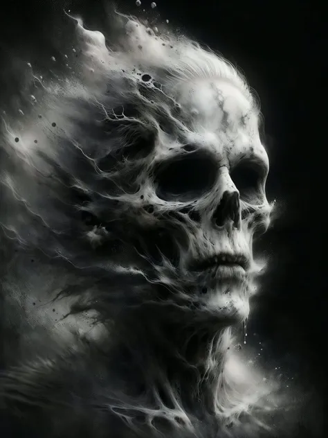 cinematic film still <lora:add_detail:1> <lora:ral-dissolve:1>ral-dissolve,ghost,black background,transparent,man, Style of stephen gammell, watercolors, black and white, swamp, shadowy creatures, dripping, infected, shallow depth of field, vignette, highly detailed, high budget Hollywood film, bokeh, cinemascope, moody, epic, gorgeous, film grain