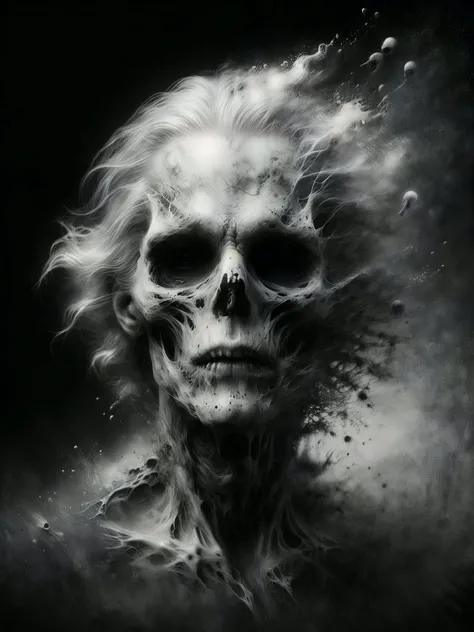 cinematic film still <lora:add_detail:1> <lora:ral-dissolve:1>ral-dissolve,ghost,black background,transparent,man, Style of stephen gammell, watercolors, black and white, swamp, shadowy creatures, dripping, infected, shallow depth of field, vignette, highly detailed, high budget Hollywood film, bokeh, cinemascope, moody, epic, gorgeous, film grain