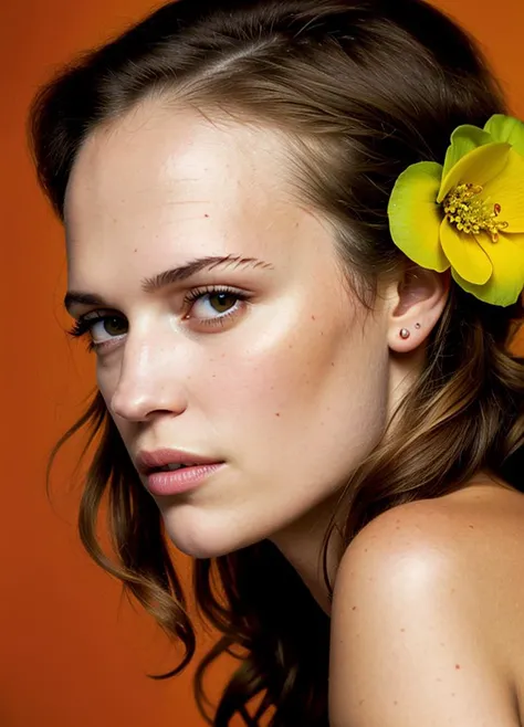 close up portrait of aliciavikander-ti , by Flora Borsi, style by Flora Borsi, bold, bright colours, ((Flora Borsi)), by Peter Lindbergh