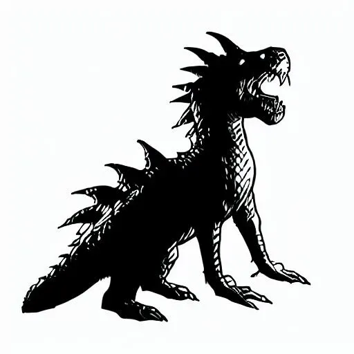 backlit, creature dragon, full moon (drawing on white background:1.2),<lora:CrossHatch_V1:1>, black and white inked drawing,