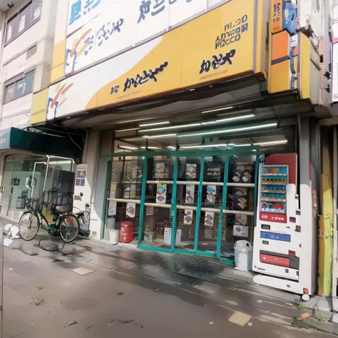 best quality, ultra-detailed, illustration,
kamadoya, storefront, scenery, poster (object), bicycle, ground vehicle, outdoors, shop, road, vending machine, street, sign, building, real world location, realistic, photo (medium), photo background
<lora:kamadoya_SD15_V1:1>