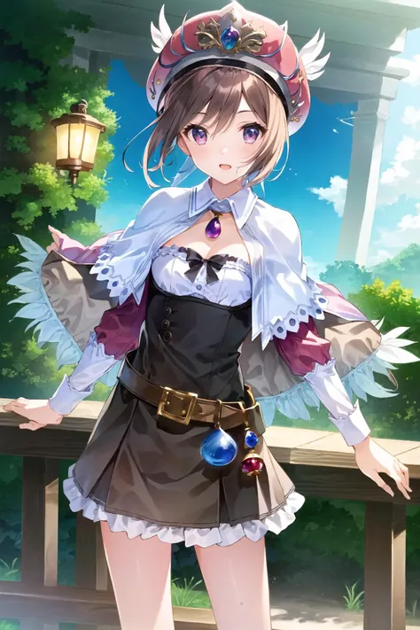 masterpiece, best quality, detailed face,(ultra hi res:1.2),(illustration:1.3),(game cg:1.2),(official concept art: 1.2),
(1girl:1.5),
(13 years old),
kawaii,
(small breasts:1.1) ,
(slender),
BREAK
(rorona_cos:1.3),(rorona_hat:1.3),
<lora:rororina_cos_V1_1:0.8:MIDD>,
pink hat,
cowboy shot,
dynamic pose,
cobalt green color eyes,
single side bun hair,
garnet color hair,
BREAK
