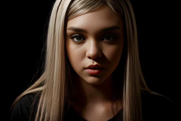 portrait of DEN_gabbie_carter wearing a plain top, [Red lighting], ((headshot)), clothes, dressed, plain top, top, shirt, t-shirt, face focus, black background, shadows, dramatic,
photorealistic, high detail, detailed, beautiful, <lora:epi_noiseoffset2:1> <lora:add_detail:1>