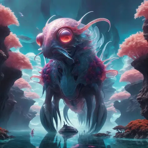 <lora:add-detail-xl:2.0>, <lora:style-beeple_mike_winkelmann-xl:1.2>, beeple (mike winkelmann) style, detailed expressive eyes, fantasy style, (fractal art:0.5), this ethereal creature, the smooth plerklord with its ligerflonging translucent wings is well camouflaged amidst the smoking trobberdaffled (floating islands and sky-reefs:1.4) of the (exotic planet:1.2) niceweathernot, tranquil background, extremely detailed