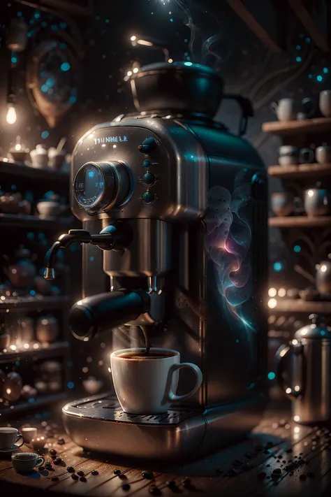 <lora:photogram-light-style-darquelilly-v2:1> photogramlightstyle, coffee machine