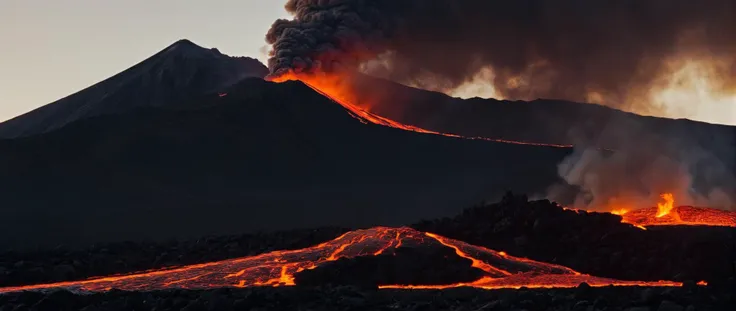 cinematic film still of <lora:Film Grain style:0.5> Film Grain:1 style
 <lora:Kodak Motion Picture Film Style v4:0.5>
 <lora:Chiaroscuro Lighting Style:0.8>
dramatic, cinematic, shadow, partially covered in shadow, a mountain with a lot of lava and fire Chiaroscuro Lighting Style, outdoors, sky, no humans, night, fire, scenery, mountain, shallow depth of field, vignette, highly detailed, high budget, bokeh, cinemascope, moody, epic, gorgeous, film grain, grainy