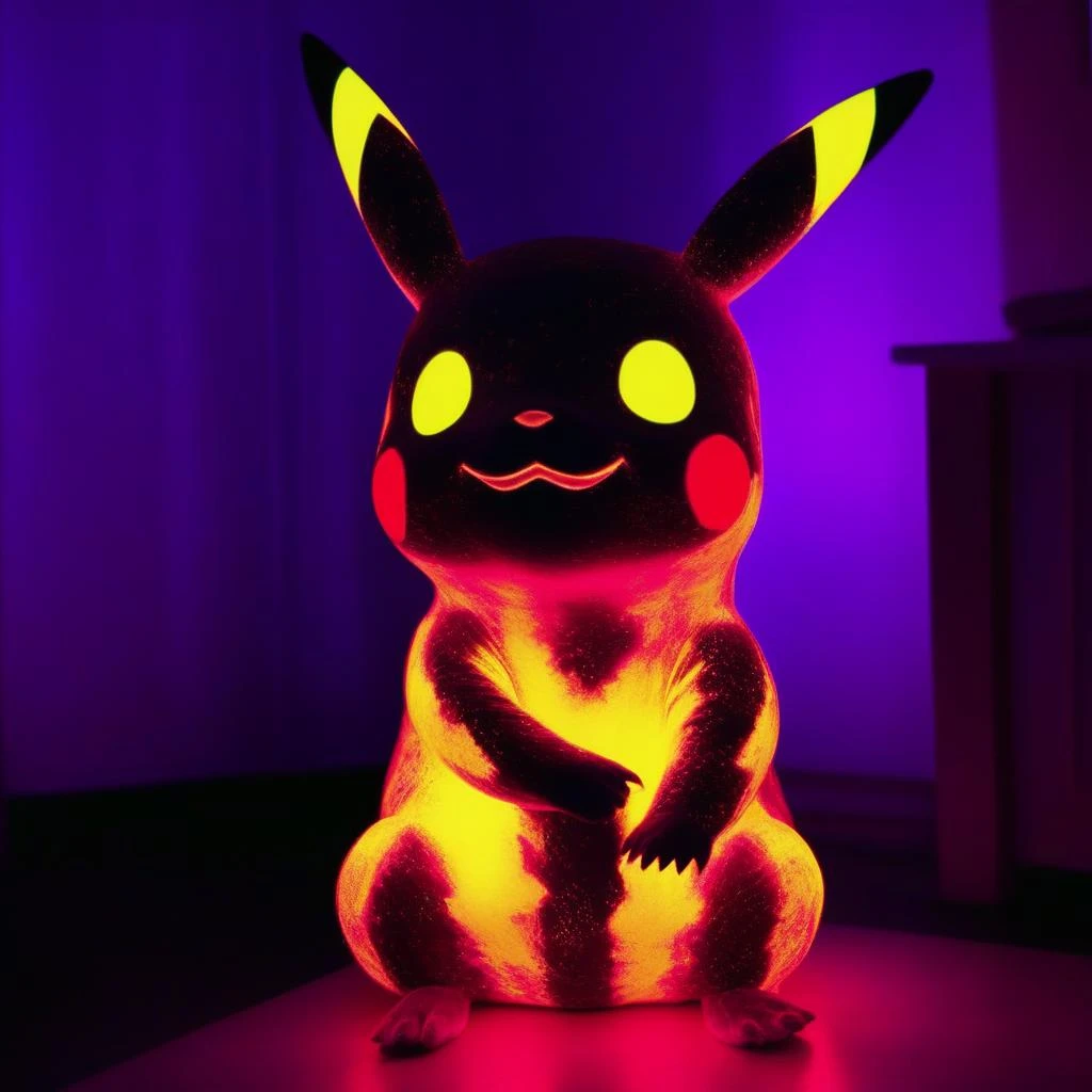 a pikachu with blacklight makeup, <lora:blacklight_makeup_v2:1>