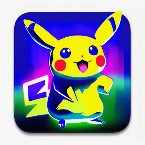 a pikachu with blacklight makeup, icon, <lora:blacklight_makeup_v2:1>,<lora:IconsRedmond:1>