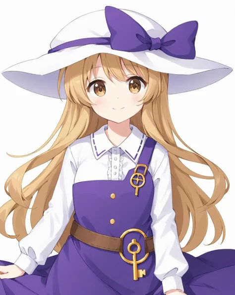 watatsuki no toyohime,1girl, solo, white_headwear, long_sleeves, white_background, simple_background, white_shirt, purple_dress, seiza, single_strap, closed_mouth, smile, collared_shirt, looking_at_viewer, one-hour_drawing_challenge, hat_ribbon, purple_ribbon, purple_bow, pinafore_dress, hand_between_legs, hat_bow
<lora:watatsuki_no_toyohime_image378_2023-12-20:1>,star-shaped_pupils,symbol-shaped_pupils,. gorgeous,key visual, vibrant, studio anime,award-winning, professional, highly detailed,high budget, cinemascope