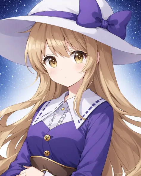 watatsuki no toyohime,1girl, solo, white_headwear, hat_bow, upper_body, closed_mouth, purple_bow, looking_at_viewer, purple_dress, blue_dress, hat_ribbon, one-hour_drawing_challenge
<lora:watatsuki_no_toyohime_image378_2023-12-20:1>,star-shaped_pupils,symbol-shaped_pupils,. gorgeous,key visual, vibrant, studio anime,award-winning, professional, highly detailed,high budget, cinemascope