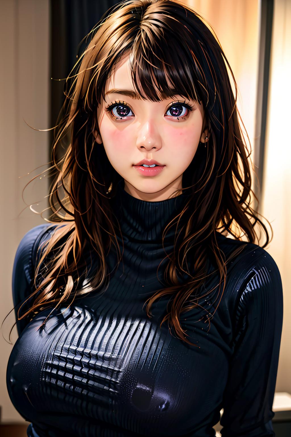 A close up of a woman in a black top and a black top - SeaArt AI