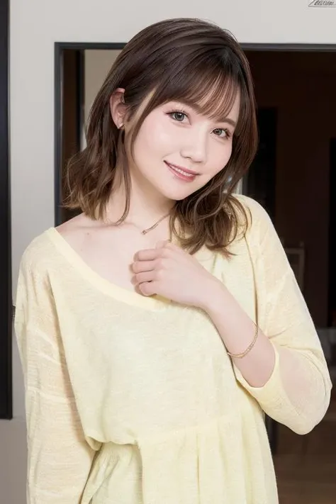1girl, (wearing a casual dress:1.7),(RAW photo, best quality), (realistic, photo-realistic:1.4), masterpiece, an extremely delicate and beautiful, extremely detailed, 2k wallpaper, Amazing, finely detail, extremely detailed CG unity 8k wallpaper, ultra-detailed, highres, soft light, beautiful detailed girl, extremely detailed eyes and face, beautiful detailed nose, beautiful detailed eyes,cinematic lighting,(in the city:1.8),perfect anatomy,slender body,smiling,(close up:2.0),(bust-up shot:2.0),(look at viewer from front:2.0),cinematic angle,slender body,(wavy hair), <lora:noguchiyuri_lora-01:0.8>
