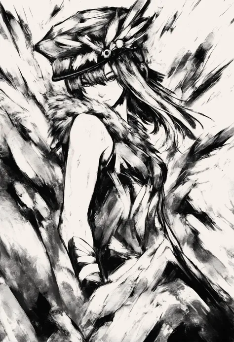 masterpiece, best quality,abstract, solo, monochrome, 1girl, hat ,
<lora:ABXLlokr8f-000109:0.95>