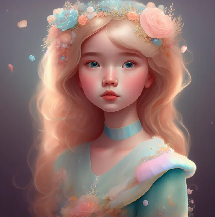 Princess girl with wing, Blue, Pastel, glitter, dramatic, dreamy, pastel, Watercolor, Whimsical, Delicate, seashell crown, Trending on Artstation, Highly detailed, Intricate, Portrait, digital painting, Fantasy theme, Fantasy robes, Fantasy concept art, Fantasy character art, Smug, age girl, perfect body, full body, dreamy, pastel, Watercolor, Whimsical, Delicate, seashell crown, art by loish and lois van baarle, Trending on Artstation, Highly detailed, Intricate, Portrait, digital painting