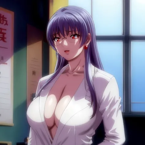 kawahara-sensei, red eyes, large breasts, dress <lora:kawahara-sensei_v2:0.8>, masterpiece, best quality