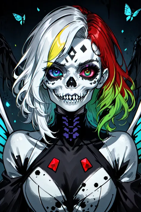 1girl, solo, flamboyant, detailed hair, detailed face, detailed eyes, official art, PoodaBeepVibesV2 Demon_Calavera