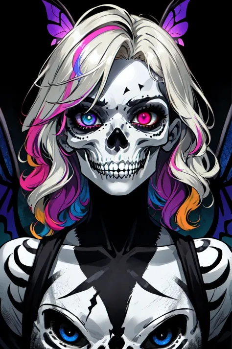 1girl, solo, flamboyant, detailed hair, detailed face, detailed eyes, official art, PoodaBeepVibesV2 Demon_Calavera