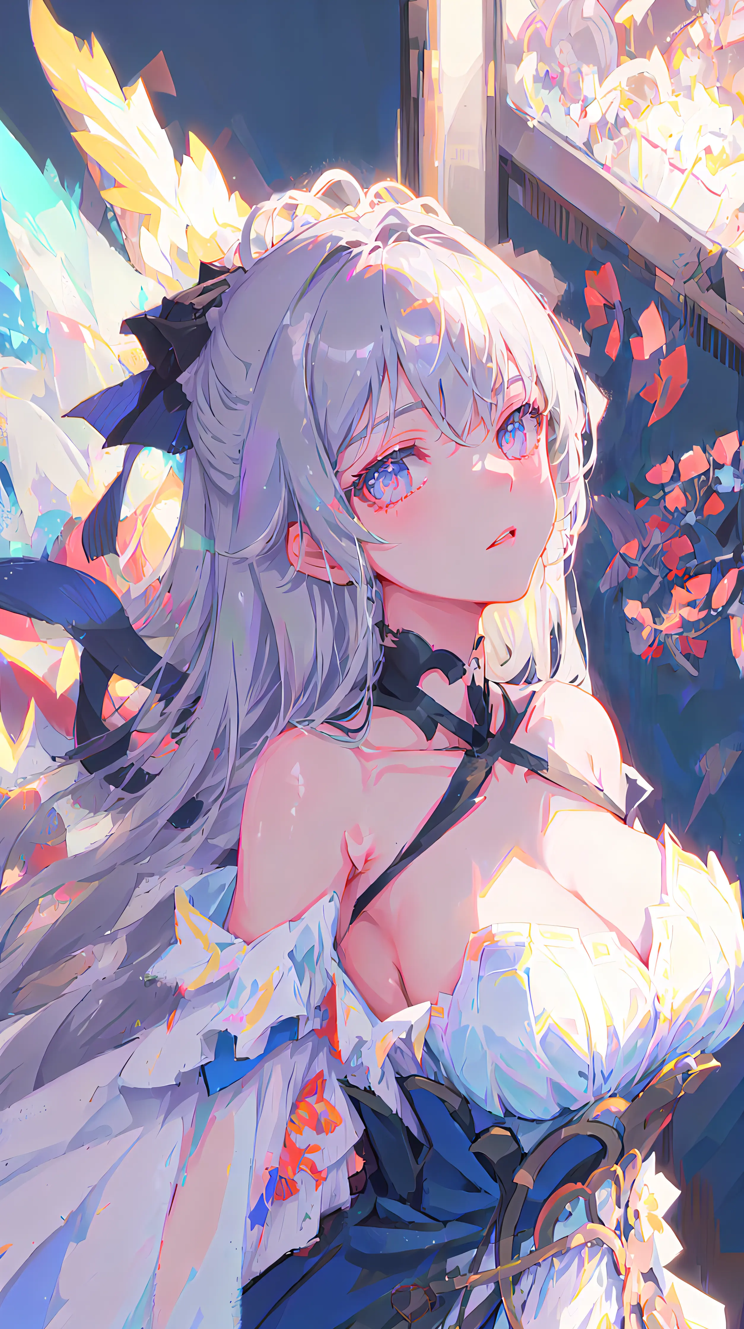 bronya zaychik (silverwing n-ex), masterpiece, best quality, ultra-detailed, illustration,(1girl),gray eyes, looking at viewer, close up, (breast focus), (arms behind back:1.2), (breasts out:1.3), (off shoulder:1.1), (nude:1.1),dress,red nose,blush