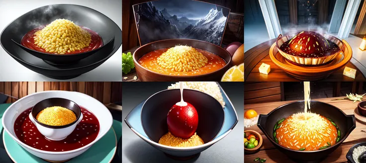 (otherworldly, otherworldly atmosphere, otherworldly appearance), highly insanely detailed, masterpiece, top quality, best quality, highres, 4k, 8k, RAW photo, no humans, food Italian, Risotto, Simmered, Risotto dish, Arborio rice, Broth, Parmesan cheese, 
<lora:foodphoto_last:2.5>, (fantasy world)