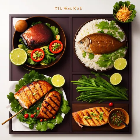 best quality,masterpiece,highly detailed,ultra-detailed, 
menu of restaurant, no humans,  food Vietnamese, Com Tam, NA (Broken rice dish), Plate, Broken rice, Grilled meat, Fish sauce 
,<lora:neg4all_bdsqlsz_V3.5:-1>  
 <lora:foodphoto_last:2.5> 
<lora:Vectorart_last:1.5>