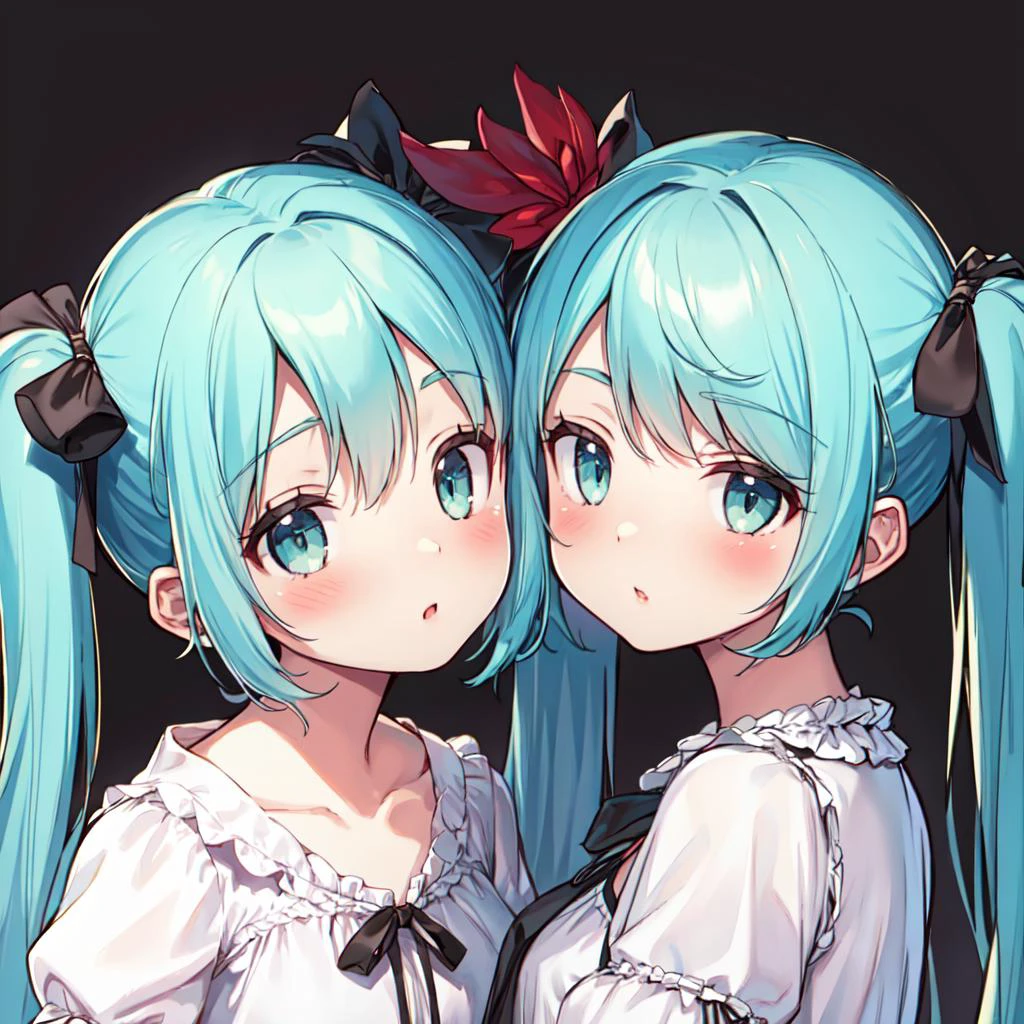 beautiful,(realistic face:1.2),slender, masterpiece, best quality, extremely detailed face, perfect lighting, 1girl, solo, simple white background, lether jacket, 1990s artstyle, aqua hair, aqua eyes, <lora:World_is_mine_Miku_outfit-10:1>, hatsune miku, world_is_mine_miku, long hair, twintails, dress, white dress, hair ribbon, mismatched ribbon, red ribbon, black ribbon, full body,