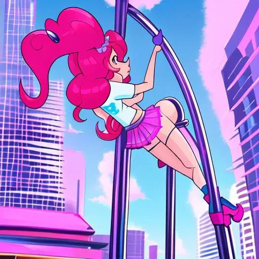 inflatable, StrprT, stripper pole, pole, pole dancing, mlppinkiepie, shirt, skirt