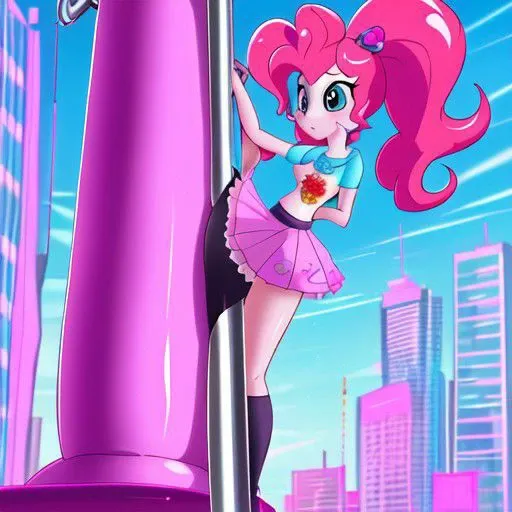 inflatable, StrprT, stripper pole, pole, pole dancing, mlppinkiepie, shirt, skirt