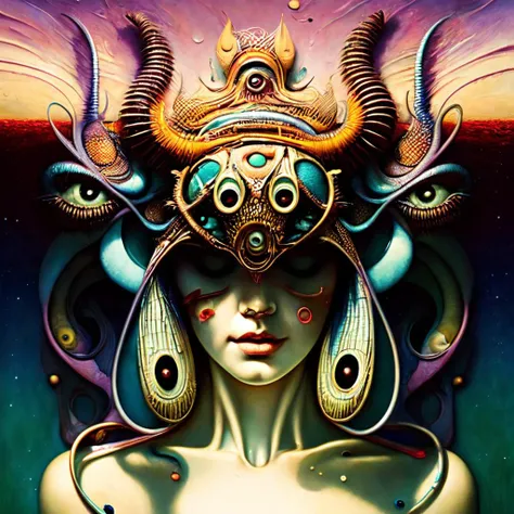 best quality, high resolution, distinct image, solo, There is ugliness in beauty, but there is also beauty in ugliness. in the style of adrian ghenie, esao andrews, jenny saville, edward hopper, surrealism, dark art by james jean, takato yamamoto, inkpunk minimalism