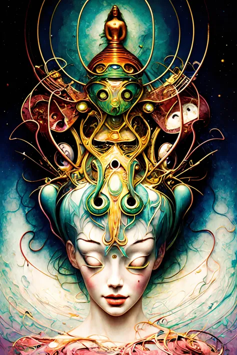 best quality, high resolution, distinct image, solo, There is ugliness in beauty, but there is also beauty in ugliness. in the style of adrian ghenie, esao andrews, jenny saville, edward hopper, surrealism, dark art by james jean, takato yamamoto, inkpunk minimalism