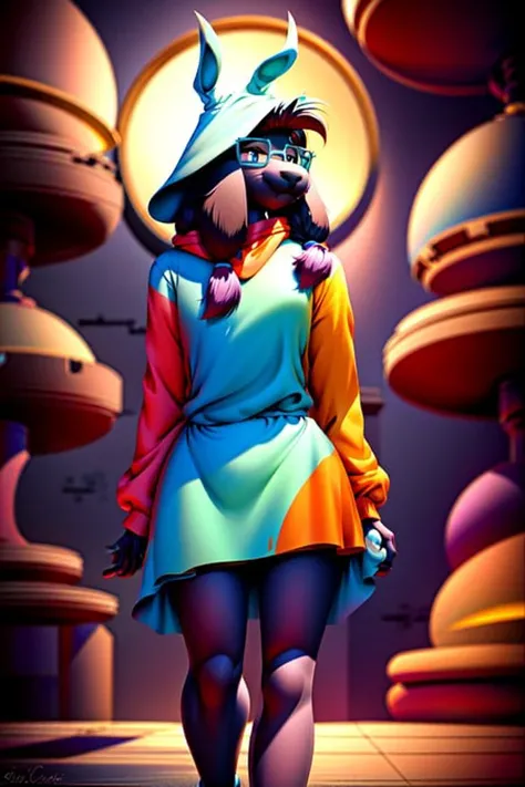 Octane render, cinematic lighting, epic composition, magical atmosphere, very cartoon, unreal engine 5, masterpiece, best quality, 8k wallpaper, illustration, light colors, soft colors, (((solo))), female, woman, 1girl, 1, long hair, skirt, cute face, Furry, wearing a baggy sweatshirt, Rabbit, asian, cute round face, closed mouth, smile, body fur,

 <lora:RalseiBlackFur_V1:1>