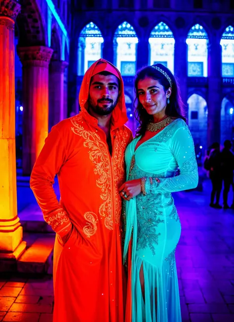 photo of wslrtplsm plasma neon beautiful couple with fluorescent slime <lora:locon_wasylartplasma_v1_from_v1_64_32:0.55>, in Istanbul, at the Blue Mosque, man and a woman, detailed faces, intricate poses, absurdres, high quality, film grain, Fujifilm XT3
epic character composition, <lora:add_detail:0.7>,
action show