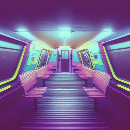 dskise, (isometric) , isometric cutaway of a subway car, retro synthwave, vaporwave elements, cinematic lighting , octane dender, dskise