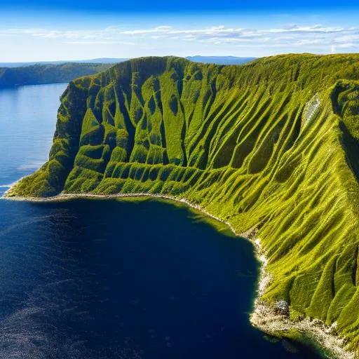 ((masterpiece)), ((best quality)), 8k, high detailed, ultra-detailed planet, cliff side reflecting off of clear water,
