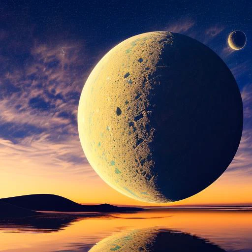 ((masterpiece)), ((best quality)), 8k, high detailed, ultra-detailed planet, cliff side reflecting off of clear water,