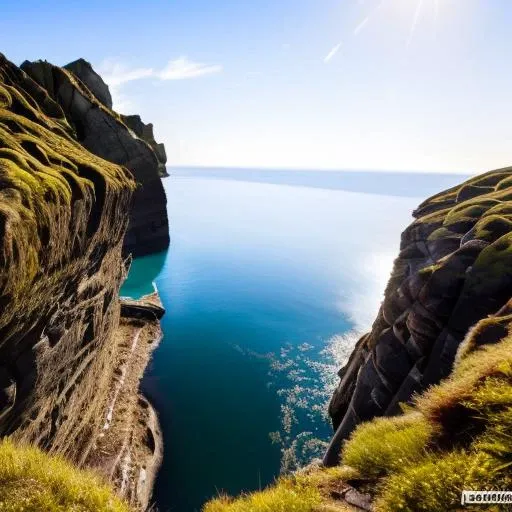 ((masterpiece)), ((best quality)), 8k, high detailed, ultra-detailed planet, cliff side reflecting off of clear water,