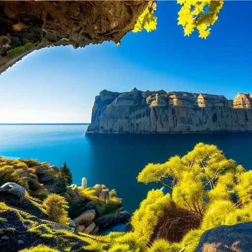 ((masterpiece)), ((best quality)), 8k, high detailed, ultra-detailed planet, cliff side reflecting off of clear water,