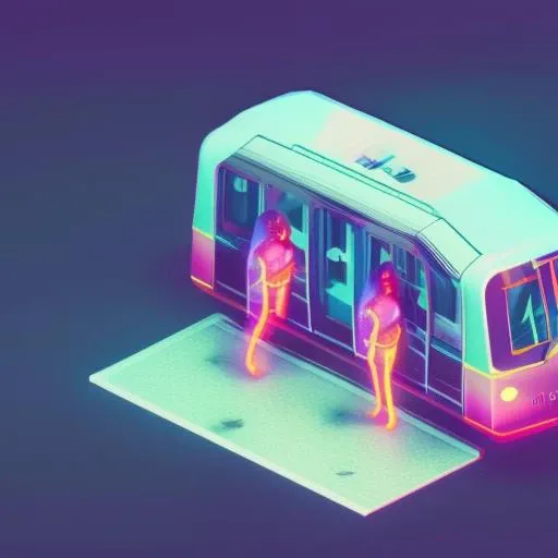 dskise, (isometric) , isometric cutaway of a subway car, retro synthwave,  vaporwave elements, cinematic lighting , octane dender, dskise