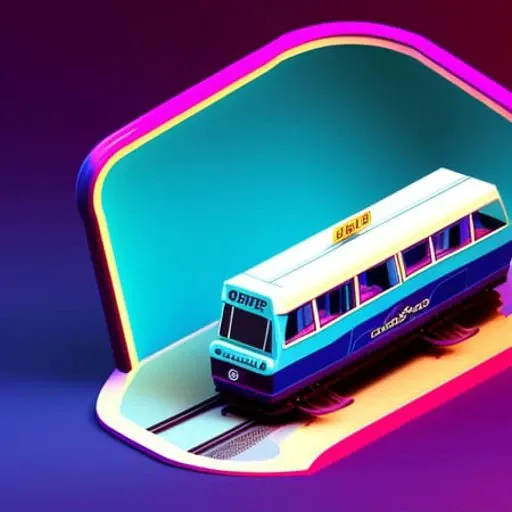 dskise, (isometric) , isometric cutaway of a tramway car, retro synthwave,  volumetric lighting , (unreal engine), octane dender, dskise