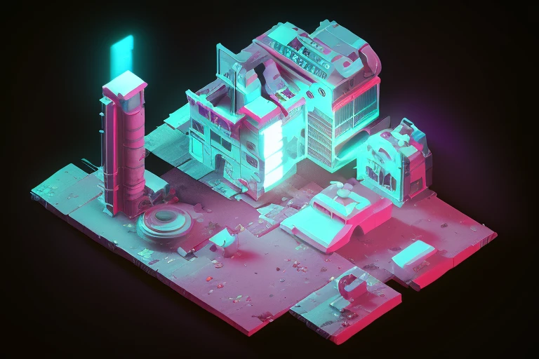 dskise, (isometric) , isometric cutaway of a crystal, volumetric lighting , (unreal engine), octane dender, dskise