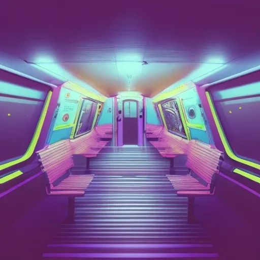 dskise, (isometric) , isometric cutaway of a subway car, retro synthwave,  vaporwave elements, cinematic lighting , octane dender, dskise