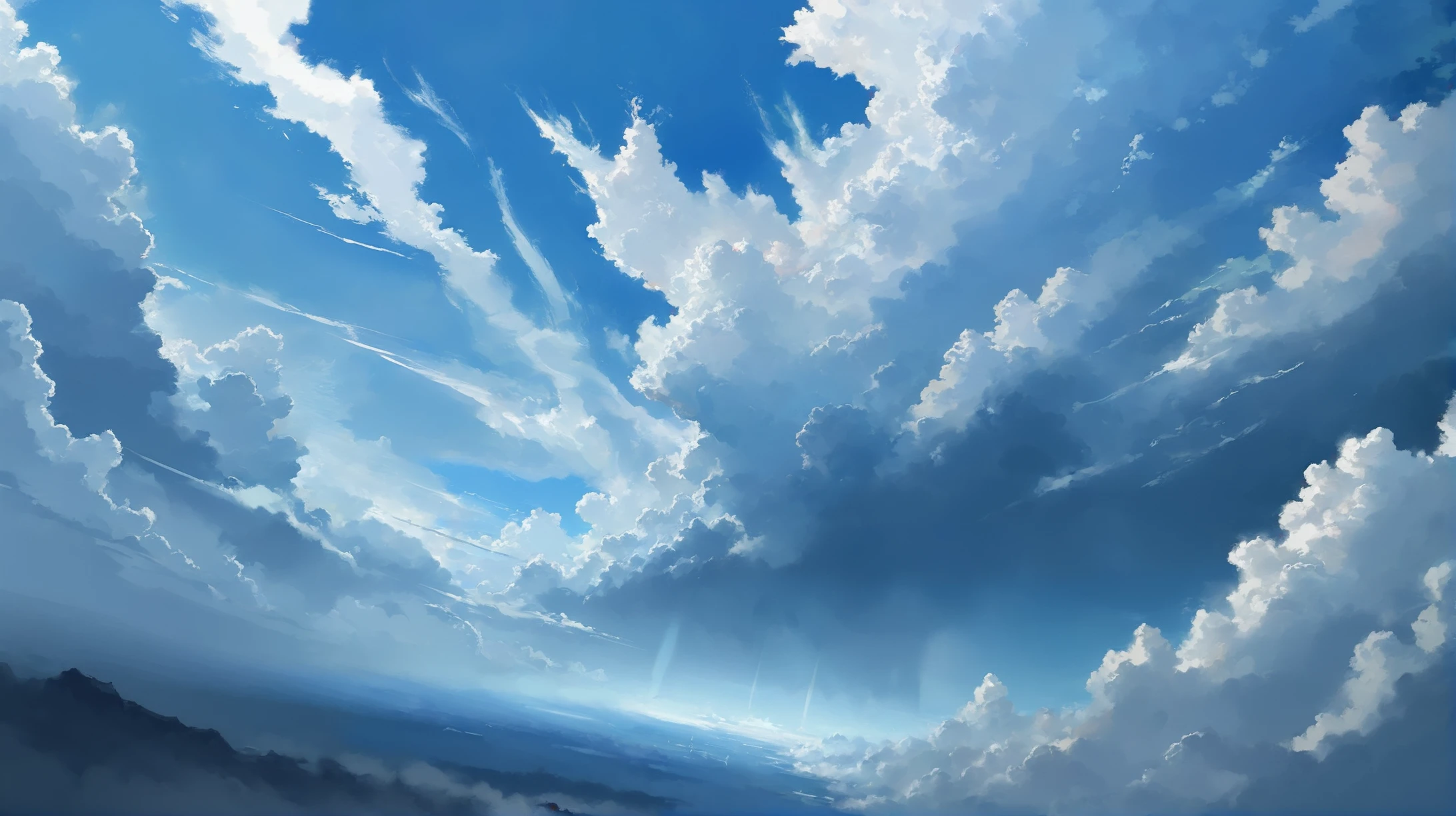 digital art, noon, blue sky, clouds, scenery, in a Demon's Abyss