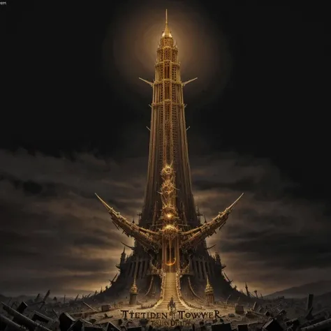<lora:DEATH_METAL:1> deathmetal golden tower