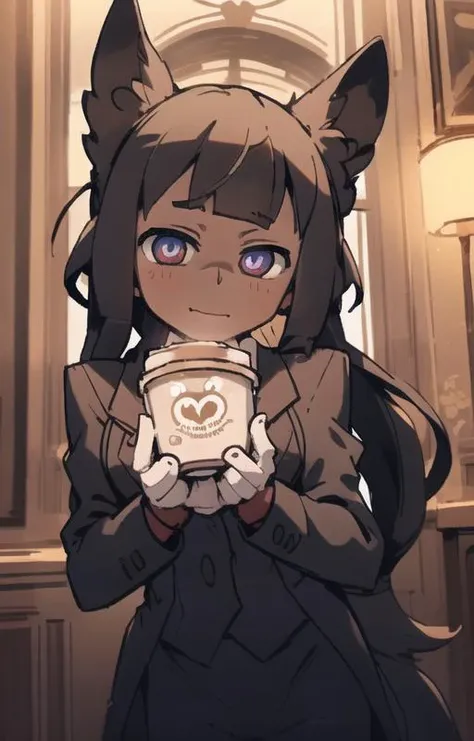 best quality, masterpiece, best shadow, shade, beautiful lighting, High Contrast, modeus with heart shapes and heart shaped pupils, coffee shop, night, colored lights,formal wear <lora:Helltaker:0.6><lora:Masterpiace:0.2> <lora:40_niji:0.3> <lora:mangguo:1>